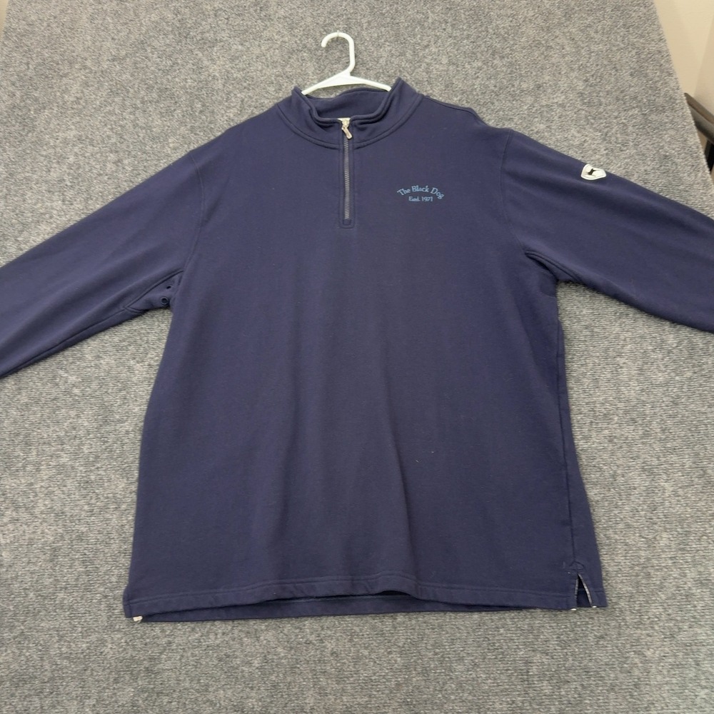 The Black Dog Pullover Mens XL Navy Blue Cotton Quarter Zip Mock Neck Coastal